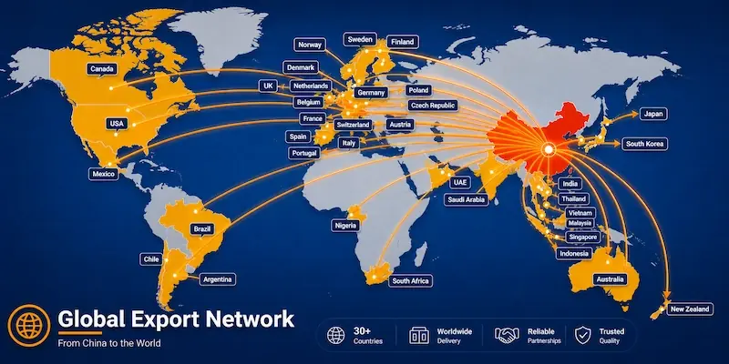 World map showing export countries