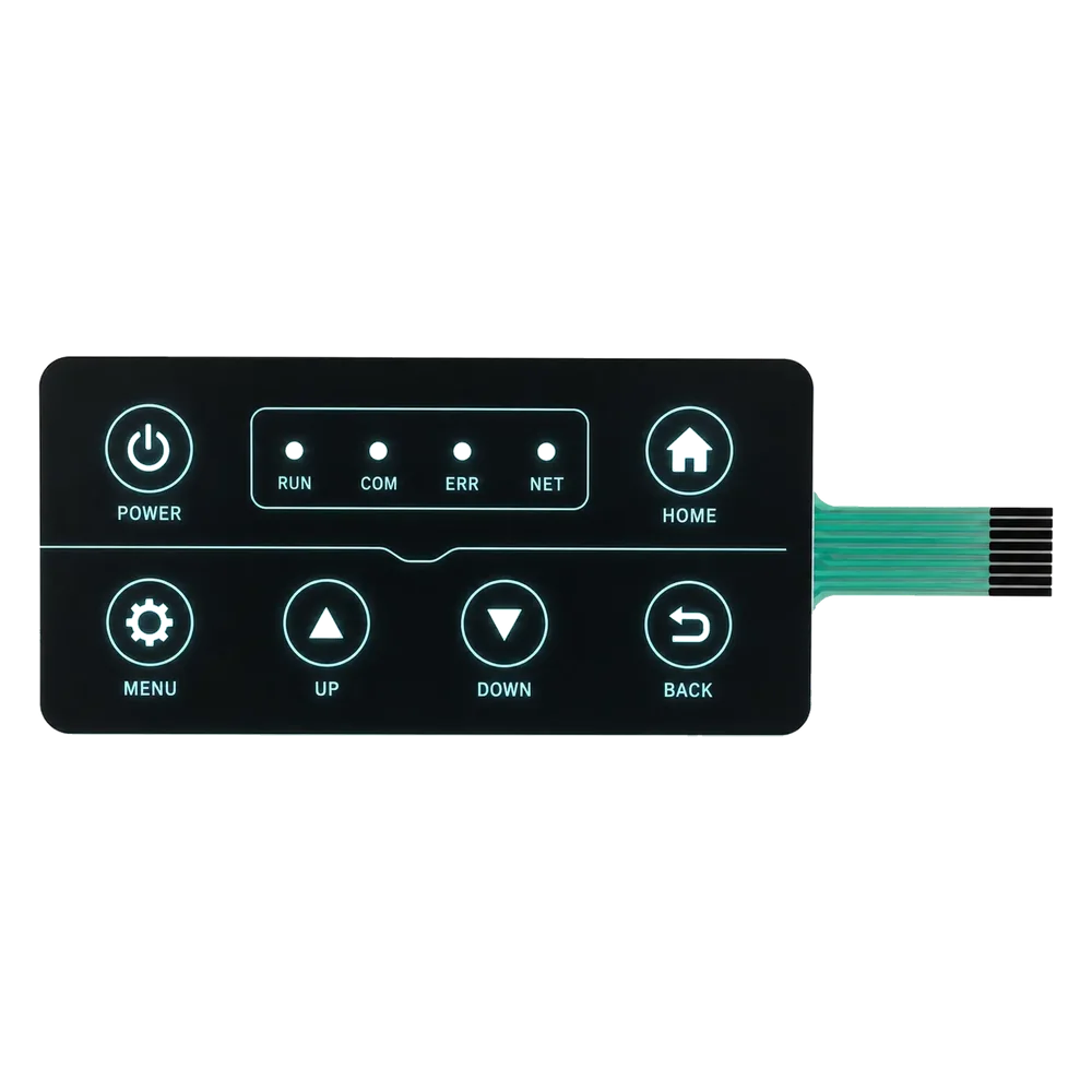 backlit membrane switch transparent cutout with connector tail