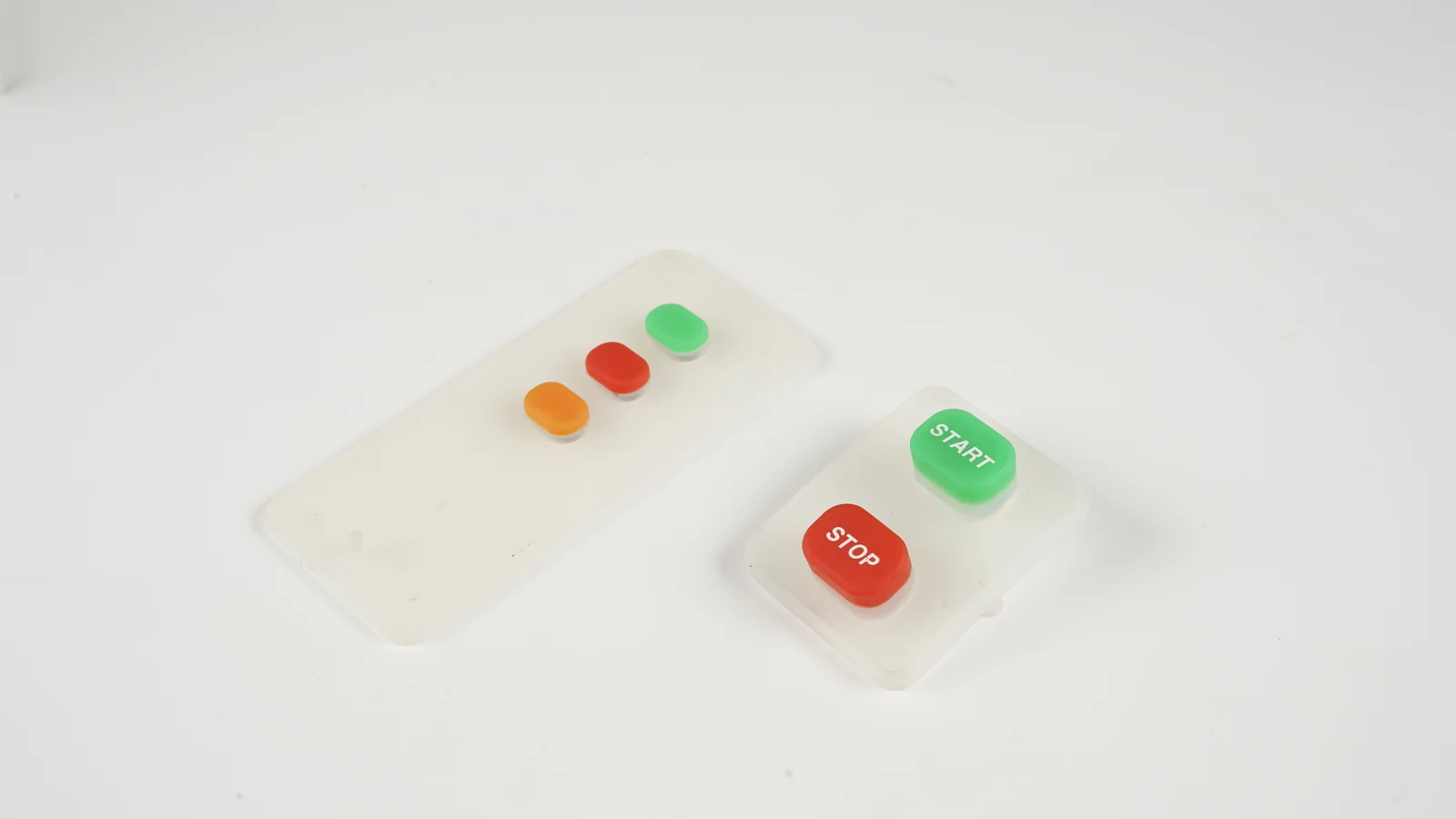 Raised silicone rubber keypad assembled over a printed circuit board