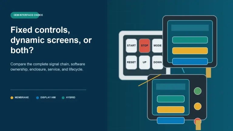 HMI panel, membrane switch panel, and hybrid interface compared for OEM architecture selection