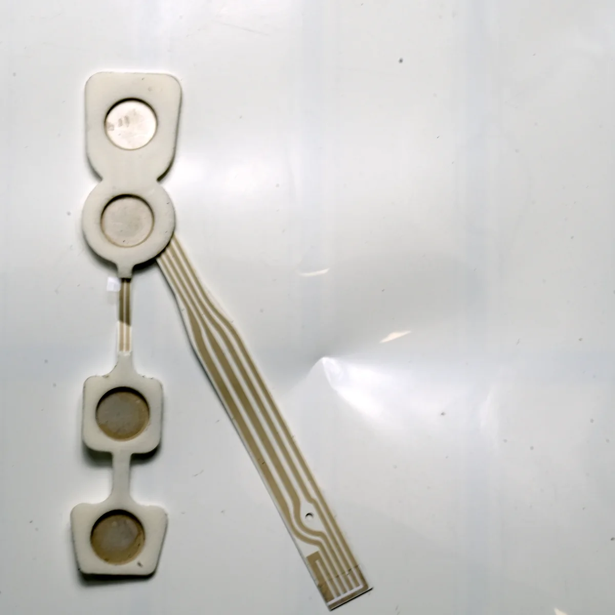 rear view of flexible printed electrode contacts and circuit tail