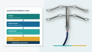 Custom seat occupancy sensor mats beside a validation evidence chain