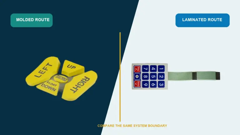 Silicone keypad and membrane keypad compared within the same OEM enclosure and circuit boundary