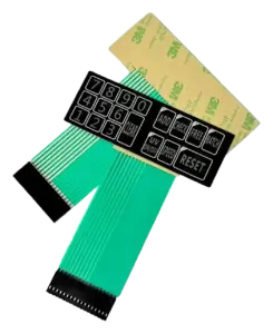 Kiosk and vending membrane switch interface with keypad and flexible tails