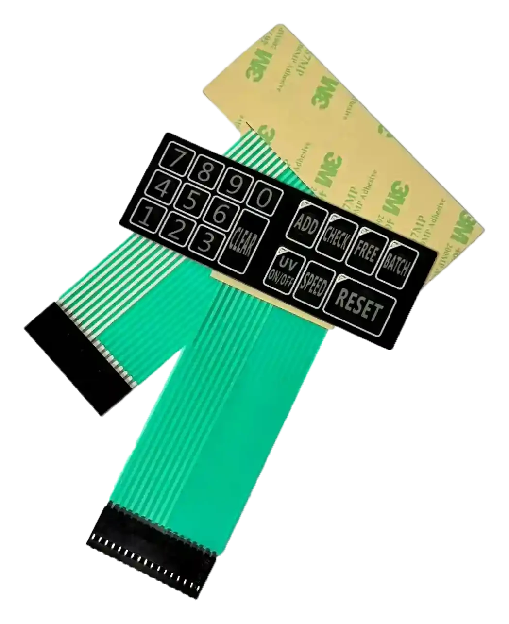 Black numeric keypad face and flexible circuit tail