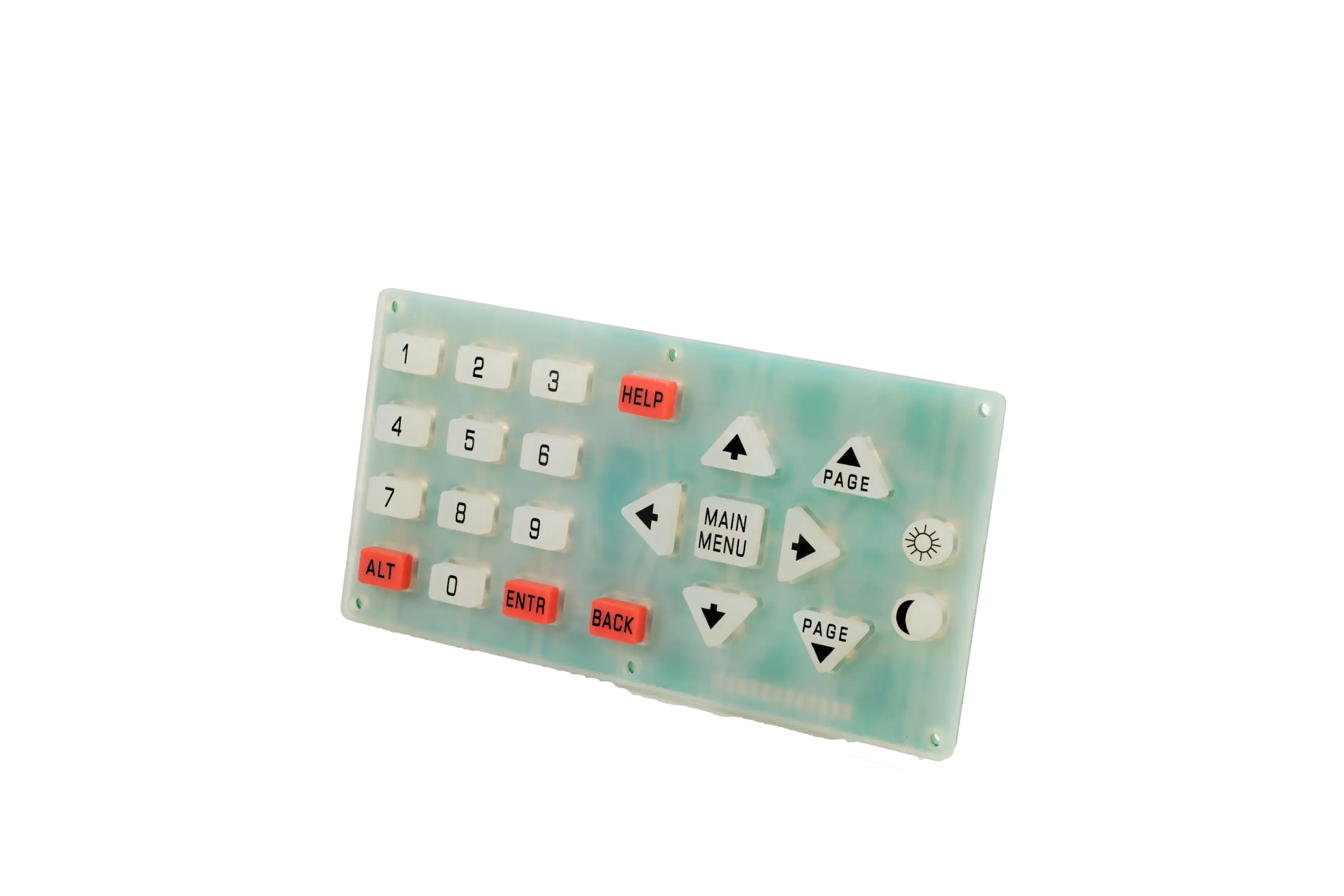 Silicone rubber keypad with number, arrow and function keys