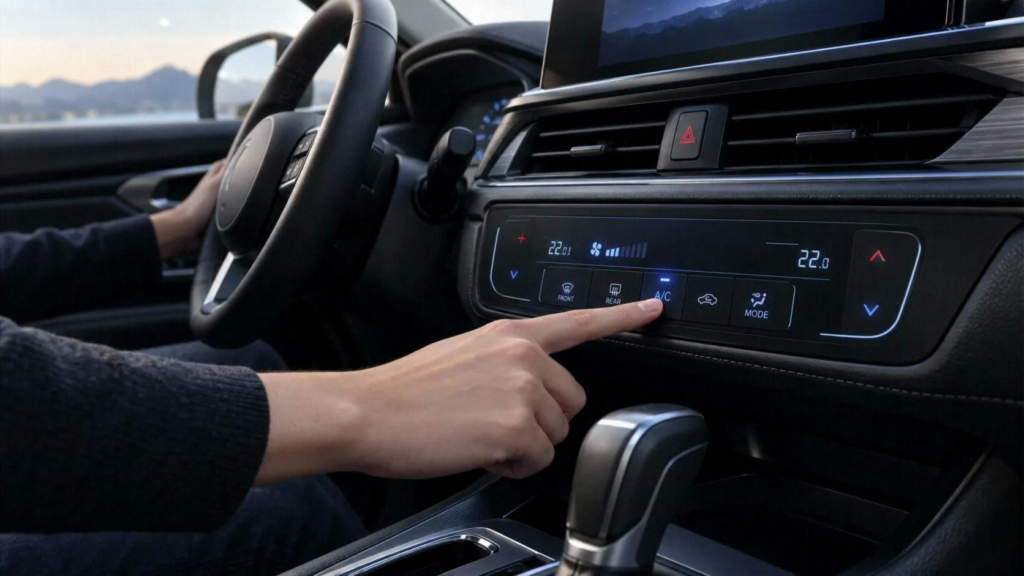 Application illustration of a vehicle climate-control interface being operated