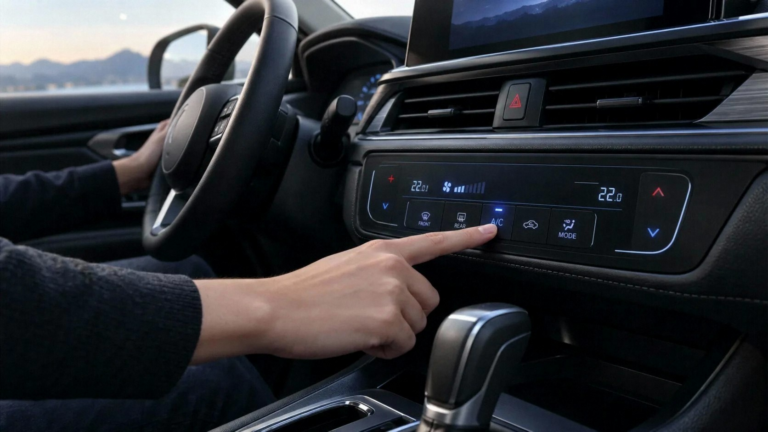 Application illustration of a vehicle climate-control interface being operated