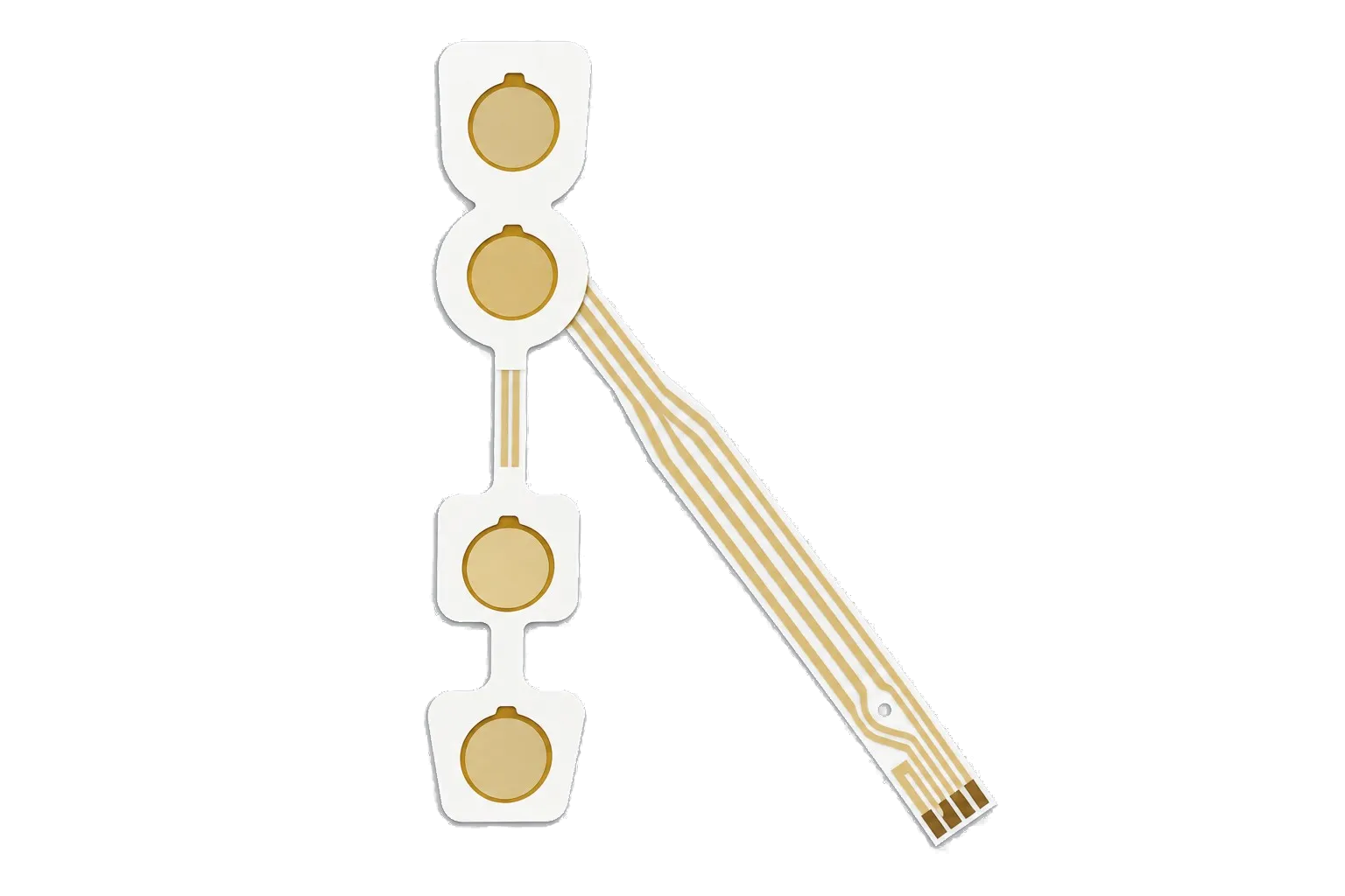 Four-electrode flexible printed Ag/AgCl array with an angled connector tail