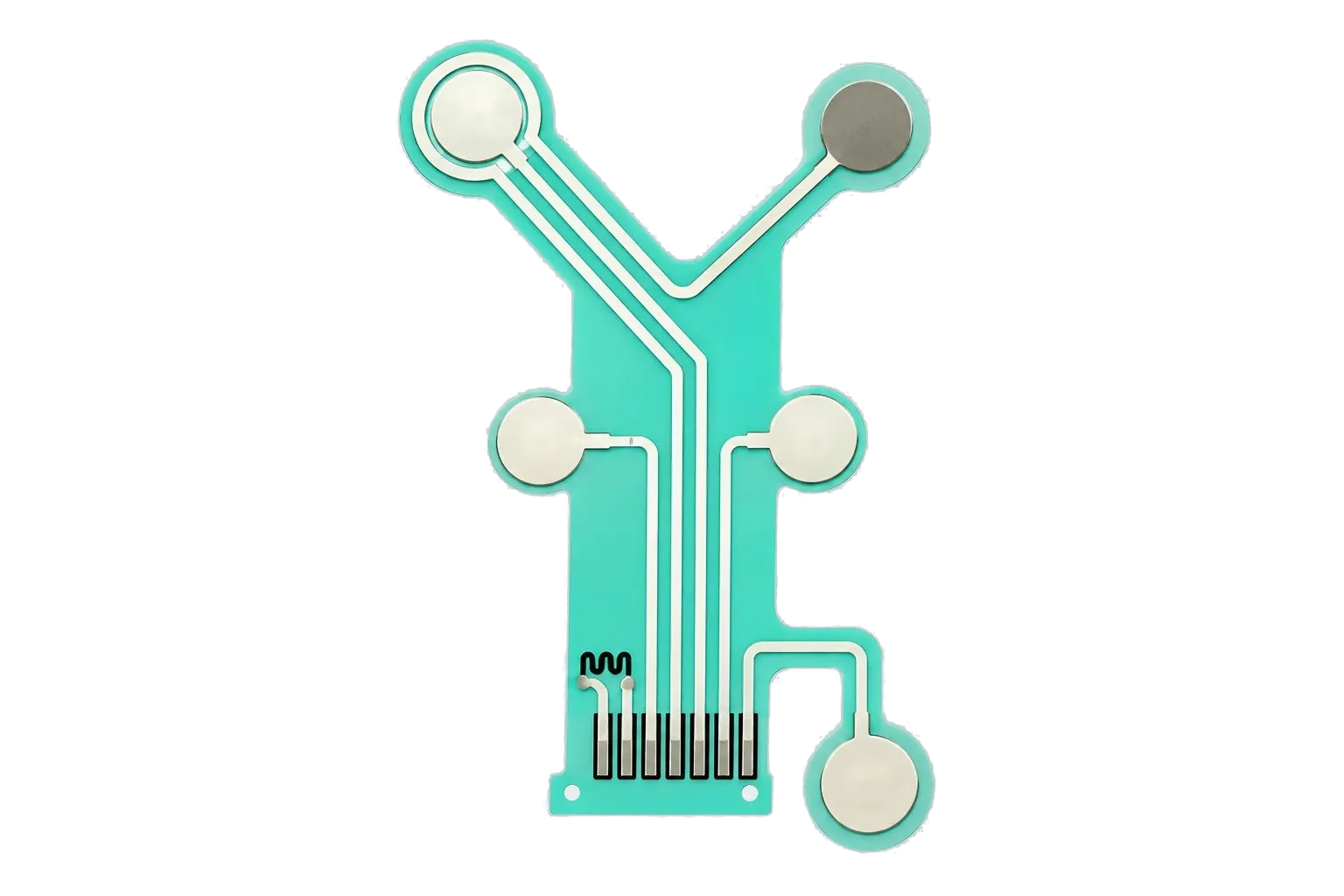 Green flexible five-electrode printed biosensor array with connector contacts