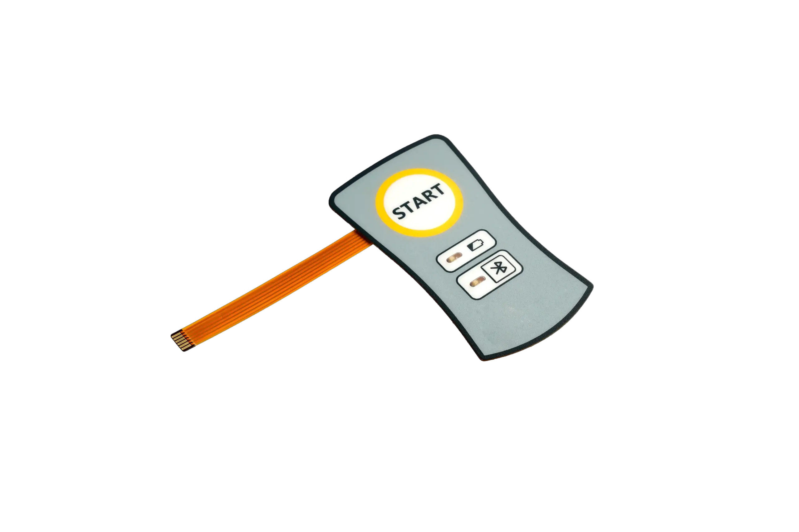 Single START membrane button panel with two status windows and an orange connection tail